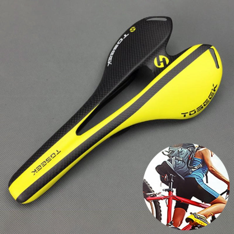 TOSEEK Road Bike Carbon Fiber Seat Bicycle Hollow Seat Saddle, 3K Texture + Extinction, Extinction(Orange), Extinction(Red), Extinction(Yellow) – Durable Build, Easy to Use Extinction(Yellow) Yellow