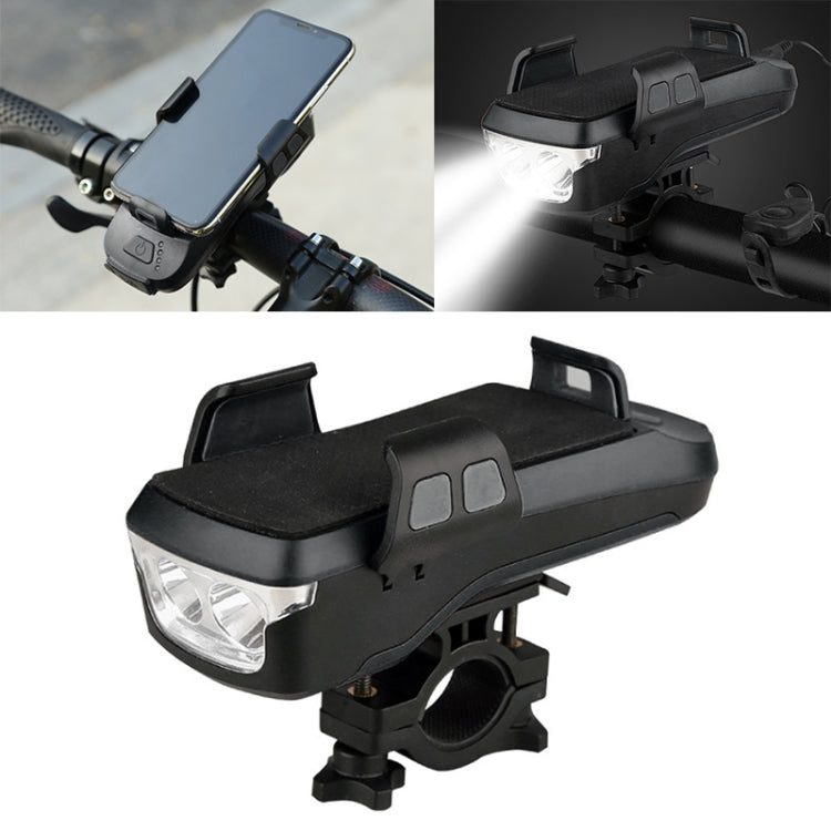 Multifunction 4 in 1 Phone Holder Bicycle Bell Cycling Lamp Flashlight, 4 in 1 Phone Holder 4 in 1 Phone Holder Black