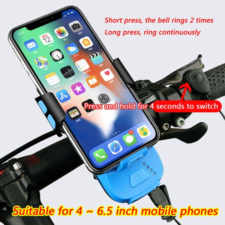 Multifunction 4 in 1 Phone Holder Bicycle Bell Cycling Lamp Flashlight, 4 in 1 Phone Holder