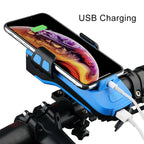 Multifunction 4 in 1 Phone Holder Bicycle Bell Cycling Lamp Flashlight, 4 in 1 Phone Holder