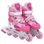 Children Adult Flash Straight Row Roller Skates Skating Shoes Suit, Size : L, Size : L (Pink), Size : L (Blue), Size : L (Red) Size : L (Pink) Pink