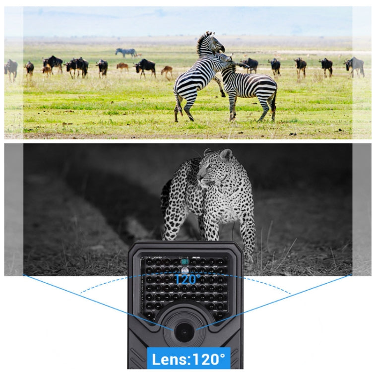 PR-200B 120 Degrees Wide Angle Lens IP56 Waterproof 12MP 1080P HD Infrared Hunting Trail Camera, Support TF Card, PIR Distance: 10-15m, PR200B