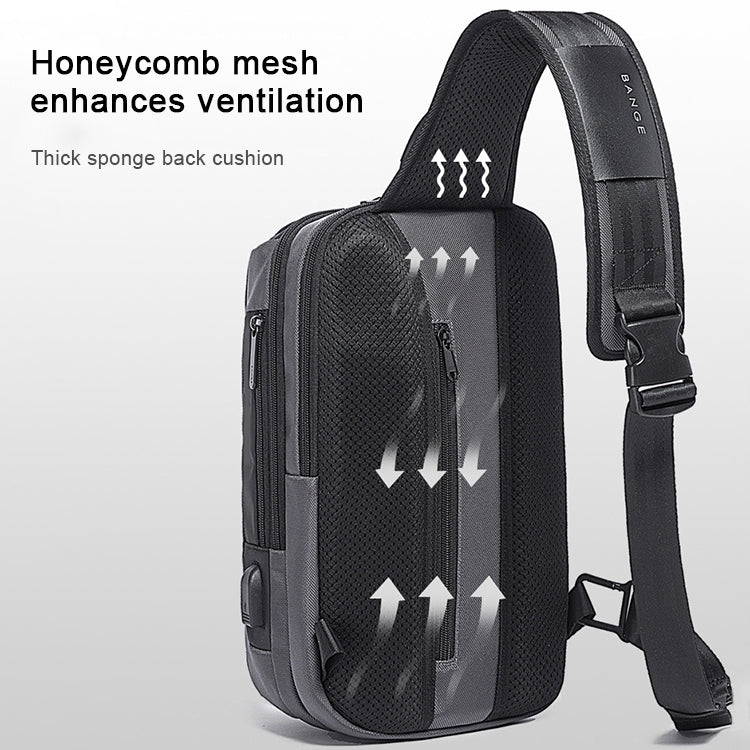 BANGE Men Security USB Chest Bag Portable Outdoor Shoulder Bag, Outdoor Shoulder Bag – Waterproof