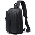 BANGE Fashion Casual Shoulder Bag Outdoor USB Chest Bag, USB Chest Bag USB Chest Bag Black