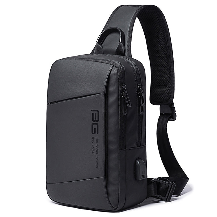 BANGE Fashion Outdoor Sports USB Leisure Shoulder Bag Men Chest Bag Black
