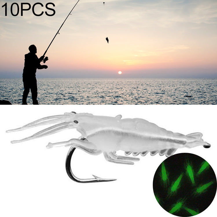 10 PCS 4cm Fishing Soft Artificial Shrimp Bait Lures Popper Poper Baits with Hook, Artificial Shrimp with Hook, Luminous Shrimp with Hook, Pink Shrimp with Hook, Green Shrimp with Hook, Transparent Shrimp with Hook – Durable Build, Easy to Use Luminous Shrimp with Hook Fluorescent
