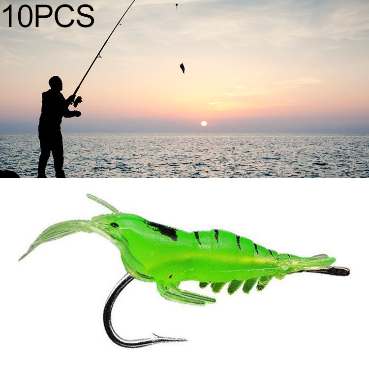 10 PCS 4cm Fishing Soft Artificial Shrimp Bait Lures Popper Poper Baits with Hook, Artificial Shrimp with Hook, Luminous Shrimp with Hook, Pink Shrimp with Hook, Green Shrimp with Hook, Transparent Shrimp with Hook – Durable Build, Easy to Use Green Shrimp with Hook Green
