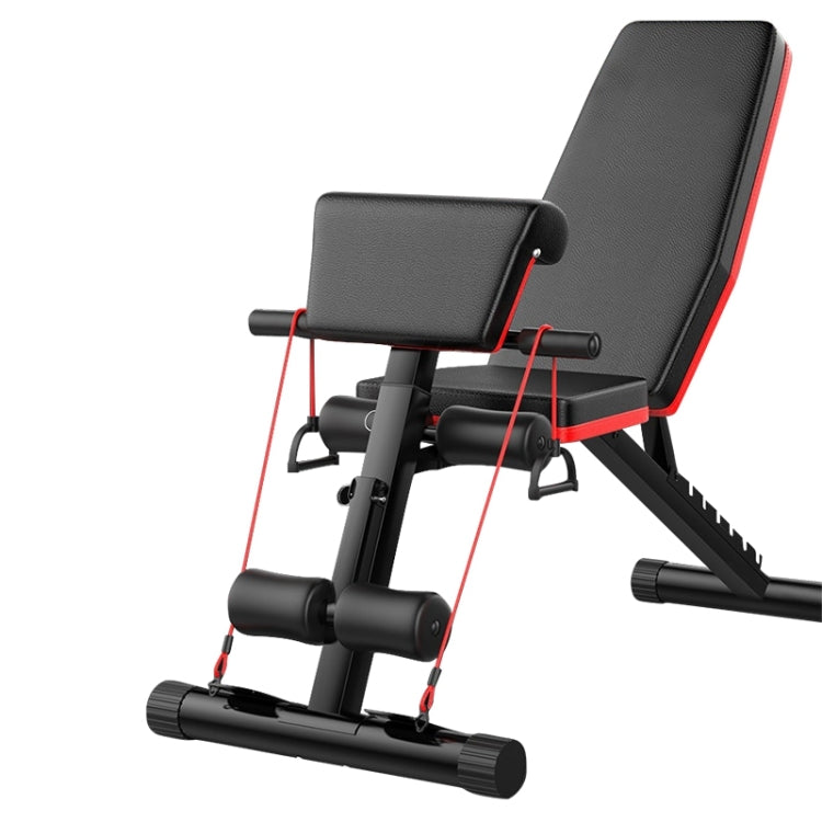 189-3 Premium Edition Household Folding Multifunctional Bold Main Frame Dumbbell Bench Sit-up Bench Weightlifting Bed with Pull Rope & Preacher Curl, Premium Edition Premium Edition