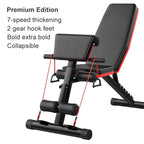 189-3 Premium Edition Household Folding Multifunctional Bold Main Frame Dumbbell Bench Sit-up Bench Weightlifting Bed with Pull Rope & Preacher Curl, Premium Edition