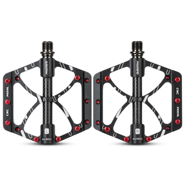 PROMEND PD-M52C 1 Pair Bicycle Aluminum Alloy + Carbon Fiber Tube Bearing Pedals, PD-M52C PD-M52C Black