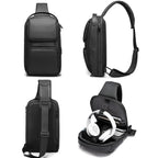 Bange BG-7258 Men Oxford Cloth Waterproof Crossbody Chest Bag with USB Port, Size: 35 x 21 x 12cm, 35 x 21 x 12cm(Black)