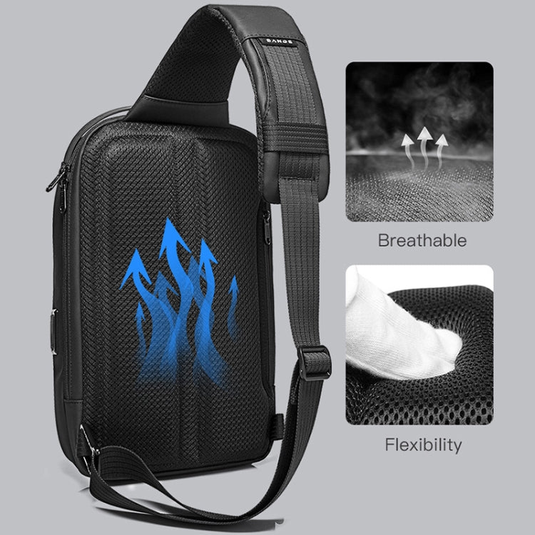 Bange BG-7258 Men Oxford Cloth Waterproof Crossbody Chest Bag with USB Port, Size: 35 x 21 x 12cm, 35 x 21 x 12cm(Black)