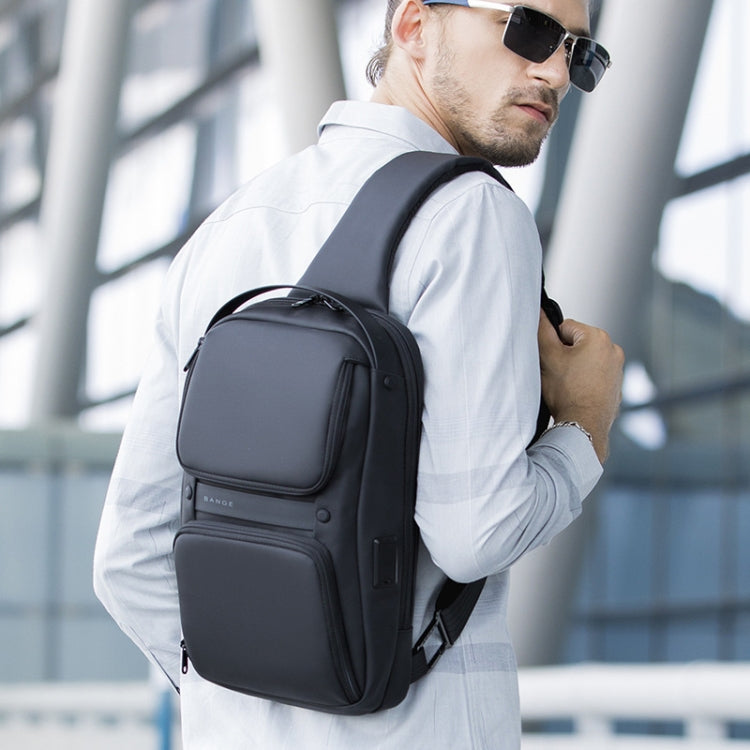 Bange BG-7258 Men Oxford Cloth Waterproof Crossbody Chest Bag with USB Port, Size: 35 x 21 x 12cm, 35 x 21 x 12cm(Black)
