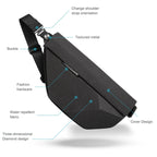 Bange BG-7502 Men Pyramid Hard Shell Waterproof Crossbody Chest Bag, Size: 35 x 18 x 5cm, 35 x 18 x 5cm(Black)