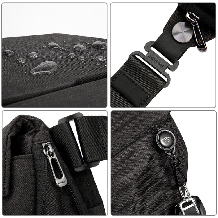 Bange BG-7502 Men Pyramid Hard Shell Waterproof Crossbody Chest Bag, Size: 35 x 18 x 5cm, 35 x 18 x 5cm(Black)