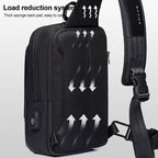 Bange BG-77112 Men Oxford Cloth Waterproof Crossbody Chest Bag with USB Port, Size: 30 x 19 x 13cm, 30 x 19 x 13cm (Black)