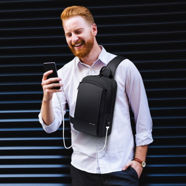 Bange BG-77112 Men Oxford Cloth Waterproof Crossbody Chest Bag with USB Port, Size: 30 x 19 x 13cm, 30 x 19 x 13cm (Black)