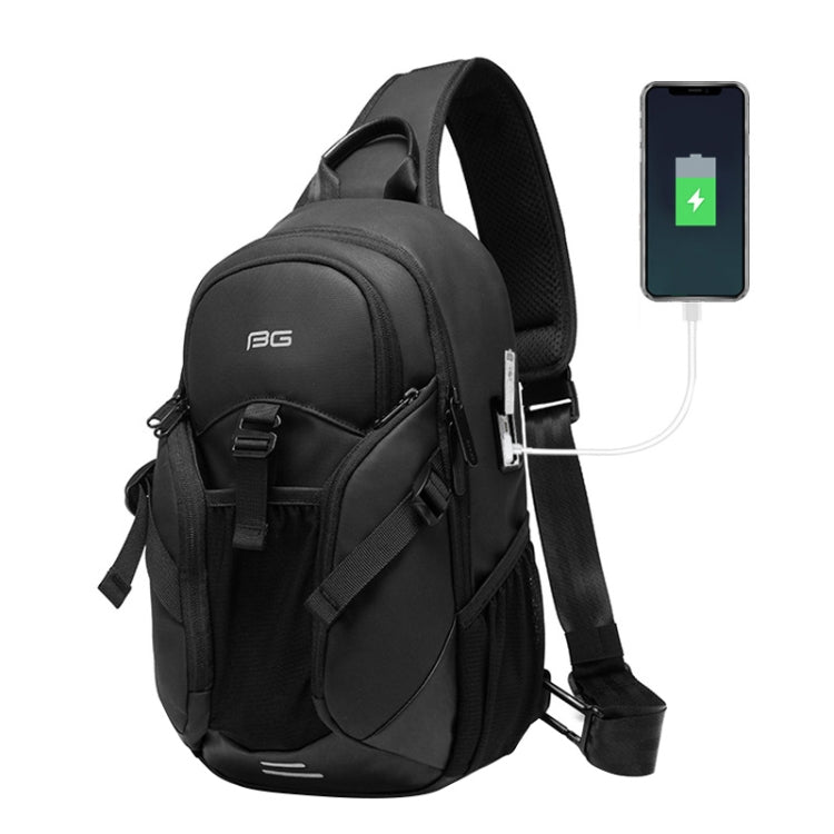 Bange BG-77120 Men Waterproof Crossbody Chest Bag with USB Port, Size: 36 x 22 x 10cm, 36 x 22 x 10cm(Black) 36 x 22 x 10cm(Black)