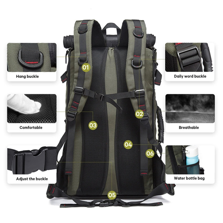 KAKA kaka2070 Oversized Version Men Oxford Cloth Waterproof Backpack Mountain Bag, Capacity: 50L, 50L(Army Green), 50L(Black), 50L(Blue)