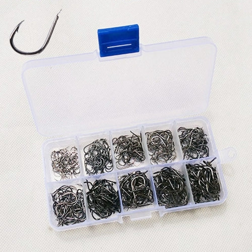 ISE 500 PCS Mixed Size Fish Barbed Hook Fishing Hooks, 3-12# 3-12#