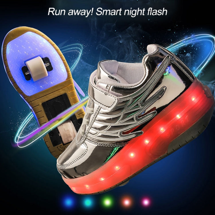 CD03 LED Double Wheel Wing Roller Skating Shoes, Size : 38, Size : 38 (Black), Size : 38 (Pink), Size : 38 (Gold), Size : 38 (Silver)