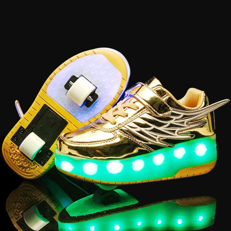 CD03 LED Double Wheel Wing Roller Skating Shoes, Size : 38, Size : 38 (Black), Size : 38 (Pink), Size : 38 (Gold), Size : 38 (Silver) – Durable Build, Easy to Use Size : 38 (Gold) Gold
