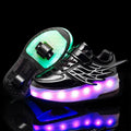CD03 LED Double Wheel Wing Roller Skating Shoes, Size : 40, Size : 40 (Black), Size : 40 (Pink), Size : 40 (Gold), 40 (Silver) Size : 40 (Black) Black