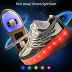 CD03 LED Double Wheel Wing Roller Skating Shoes, Size : 40, Size : 40 (Black), Size : 40 (Pink), Size : 40 (Gold), 40 (Silver)