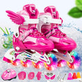 Adjustable Children Full Flash Single Four-wheel Roller Skates Skating Shoes Set, Size : S, Size : S (Pink), Size : S (Gold), Size : S (Blue), Size : S (Red) Size : S (Pink) Pink