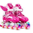 Adjustable Children Full Flash Single Four-wheel Roller Skates Skating Shoes Set, Size : S, Size : S (Pink), Size : S (Gold), Size : S (Blue), Size : S (Red)
