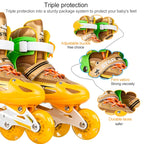 Adjustable Children Full Flash Single Four-wheel Roller Skates Skating Shoes Set, Size : S, Size : S (Pink), Size : S (Gold), Size : S (Blue), Size : S (Red)