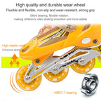 Adjustable Children Full Flash Single Four-wheel Roller Skates Skating Shoes Set, Size : S, Size : S (Pink), Size : S (Gold), Size : S (Blue), Size : S (Red)