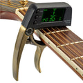 Professional Guitar Tuner Clip, Loftstyle Chromatic Clip-on Tuner with Rotational LCD Screen Light Display Single-handed Guitar Capo – Durable Build, Easy to Use Bronze