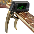 Professional Guitar Tuner Clip, Loftstyle Chromatic Clip-on Tuner with Rotational LCD Screen Light Display Single-handed Guitar Capo – Durable Build, Easy to Use