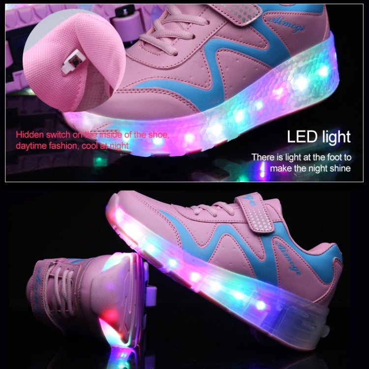 786 LED Light Ultra Light Rechargeable Double Wheel Roller Skating Shoes Sport Shoes, Size : 27, Size : 27