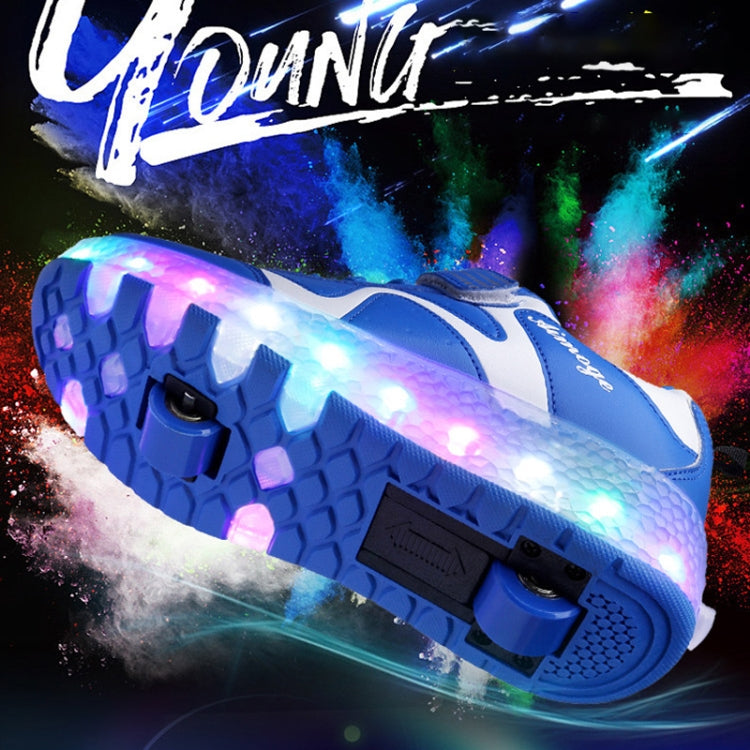 786 LED Light Ultra Light Rechargeable Double Wheel Roller Skating Shoes Sport Shoes, Size : 27, Size : 27