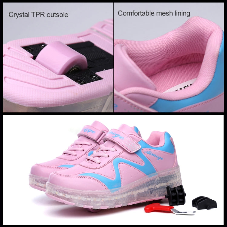 786 LED Light Ultra Light Rechargeable Double Wheel Roller Skating Shoes Sport Shoes, Size : 28, Size : 28