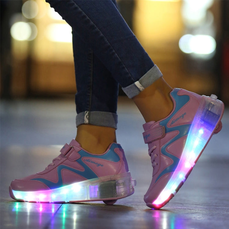786 LED Light Ultra Light Rechargeable Double Wheel Roller Skating Shoes Sport Shoes, Size : 29, Size : 29