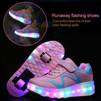 786 LED Light Ultra Light Rechargeable Double Wheel Roller Skating Shoes Sport Shoes, Size : 33, Size : 33