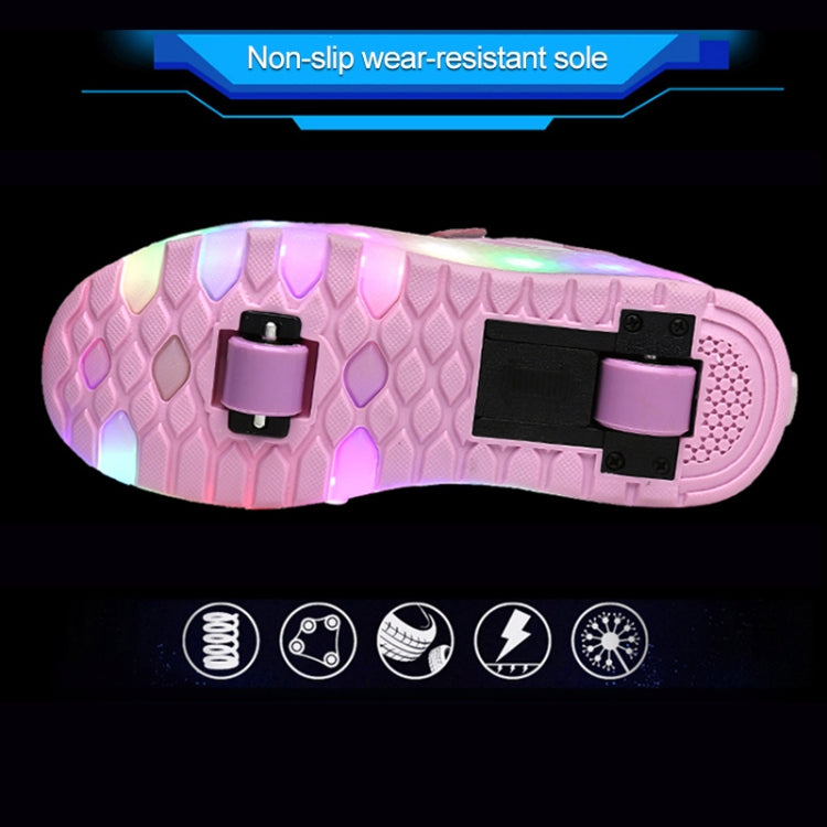 WS01 LED Light Ultra Light Mesh Surface Rechargeable Double Wheel Roller Skating Shoes Sport Shoes, Size : 33, Size : 33