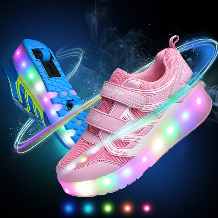 WS01 LED Light Ultra Light Mesh Surface Rechargeable Double Wheel Roller Skating Shoes Sport Shoes, Size : 37, Size : 37