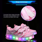 WS01 LED Light Ultra Light Mesh Surface Rechargeable Double Wheel Roller Skating Shoes Sport Shoes, Size : 37, Size : 37