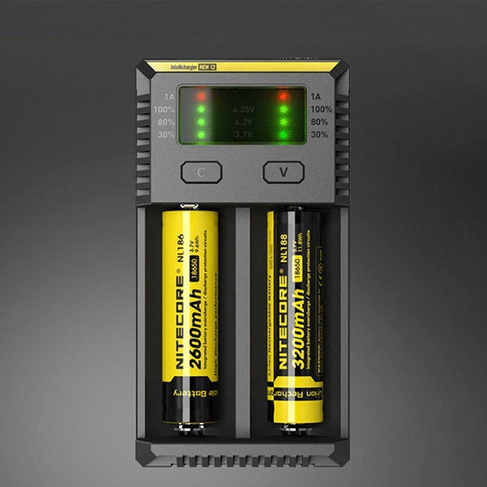 Nitecore NEW i2 Intelligent Digi Smart Charger with LED Indicator for 14500, 16340 (RCR123), 18650, 22650, 26650, Ni-MH and Ni-Cd (AA, AAA) Battery, NEW i2 NEW i2