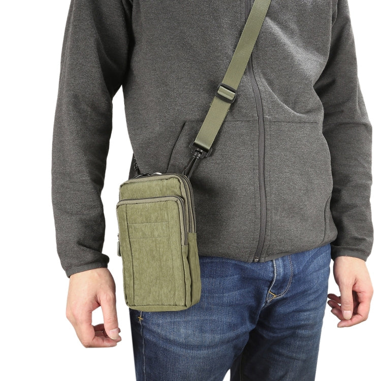 Outdoor Phone Carrying Case Pouch Nylon Crossbody Shoulder Cell Phone Holster Waist Belt Wallet Bag with Carabiner Army Green