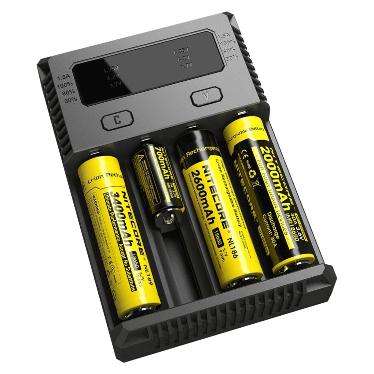 Nitecore NEW i4 Intelligent Digi Smart Charger with LED Indicator for 14500, 16340 (RCR123), 18650, 22650, 26650, Ni-MH and Ni-Cd (AA, AAA) Battery, NEW i4 NEW i4