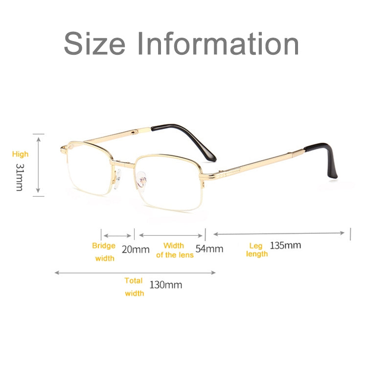 Folding Anti Blue-ray Presbyopic Reading Glasses with Case & Cleaning Cloth, +1.50D, +1.50D