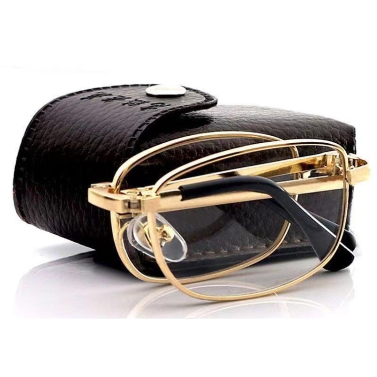 Folding Anti Blue-ray Presbyopic Reading Glasses with Case & Cleaning Cloth, +2.50D, +2.50D +2.50D