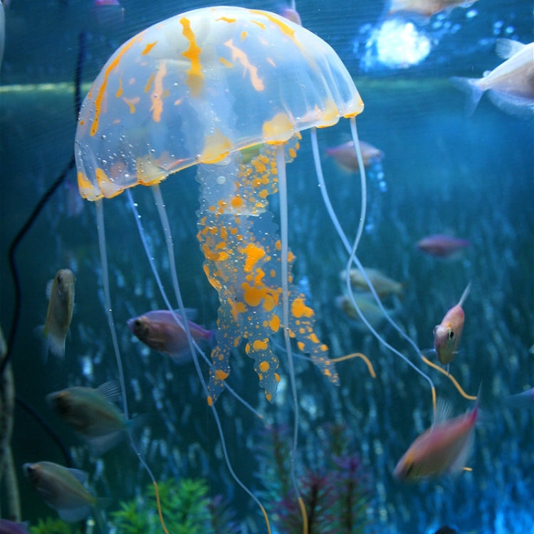 Aquarium Articles Decoration Silicone Simulation Fluorescent Sucker Jellyfish, Size: 8*20cm, 8cm 8cm Orange