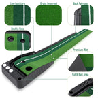 PGM Golf Mini Putting Mat Push Rod Trainer 3m, without Auto Ball Return Fairway, 3m, without Auto Ball Return Fairway