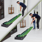 PGM Golf Mini Putting Mat Push Rod Trainer 3m, with Auto Ball Return Fairway, 3m, with Auto Ball Return Fairway